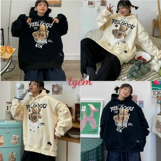 ÁO KHOÁC HOODIE UNISEX NỮ GẤU NÂU MẶT MẬP XINH KUTE CHẤT VẢI cứng cáp rét mướt UC232