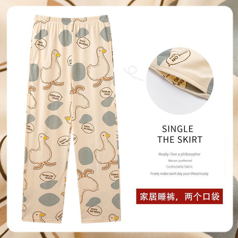 Quần Ngủ Chất Liệu Cotton Dáng Rộng Dễ Thương Thời Trang Xuân Thu Cho Nữ