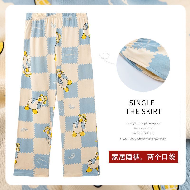 Quần Ngủ Chất Liệu Cotton Dáng Rộng Dễ Thương Thời Trang Xuân Thu Cho Nữ