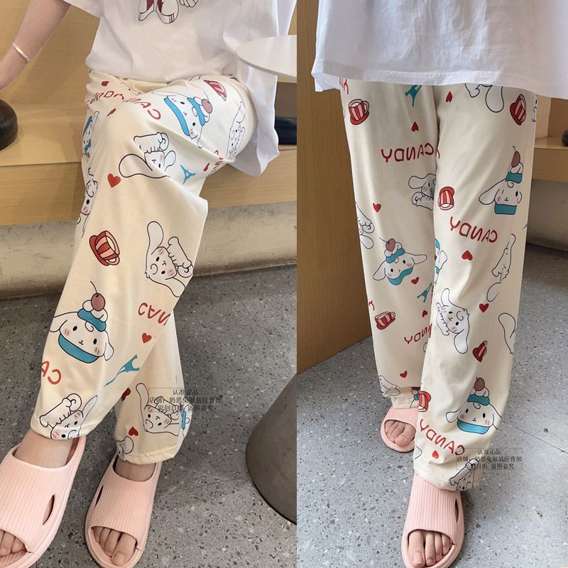 Quần Dài Ống Rộng Mềm Mại In Họa Tiết Hoạt Hình Dễ Thương Thời Trang Mùa Hè Cho Nữ