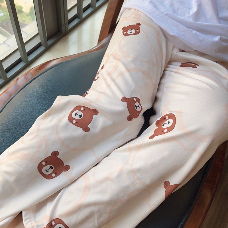 Quần Dài Ống Rộng Mềm Mại In Họa Tiết Hoạt Hình Dễ Thương Thời Trang Mùa Hè Cho Nữ