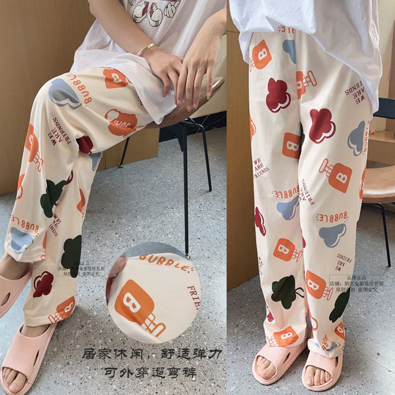 Quần Dài Ống Rộng Mềm Mại In Họa Tiết Hoạt Hình Dễ Thương Thời Trang Mùa Hè Cho Nữ