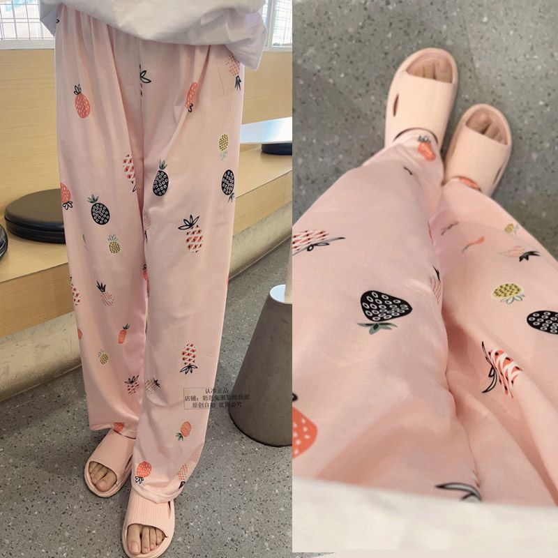 Quần Dài Ống Rộng Mềm Mại In Họa Tiết Hoạt Hình Dễ Thương Thời Trang Mùa Hè Cho Nữ