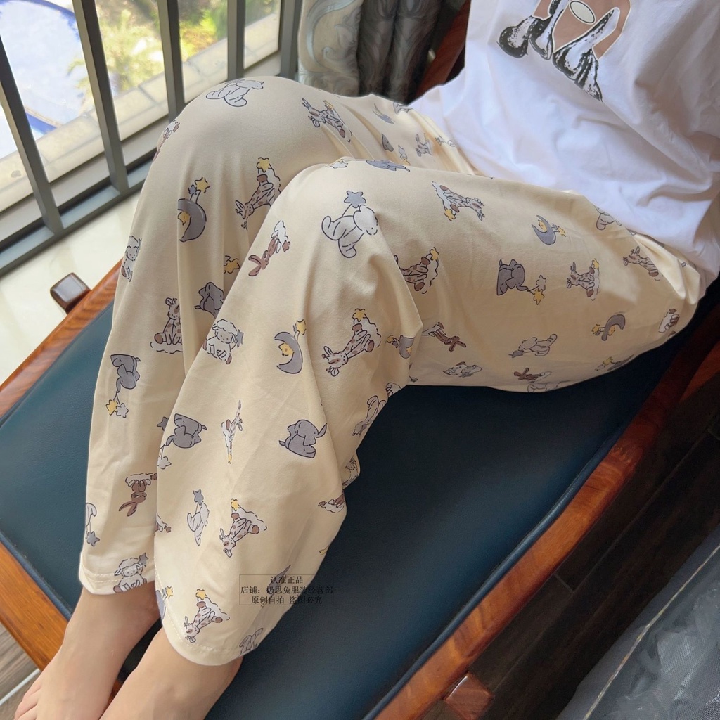 Quần Dài Ống Rộng Mềm Mại In Họa Tiết Hoạt Hình Dễ Thương Thời Trang Mùa Hè Cho Nữ