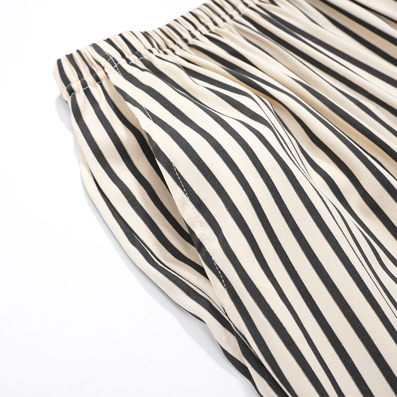 Quần Ngủ Chất Liệu Cotton Mỏng Cỡ Lớn Họa Tiết Kẻ Sọc Phong Cách Nhật Bản Thời Trang Mùa Hè Cho Nam Và Nữ
