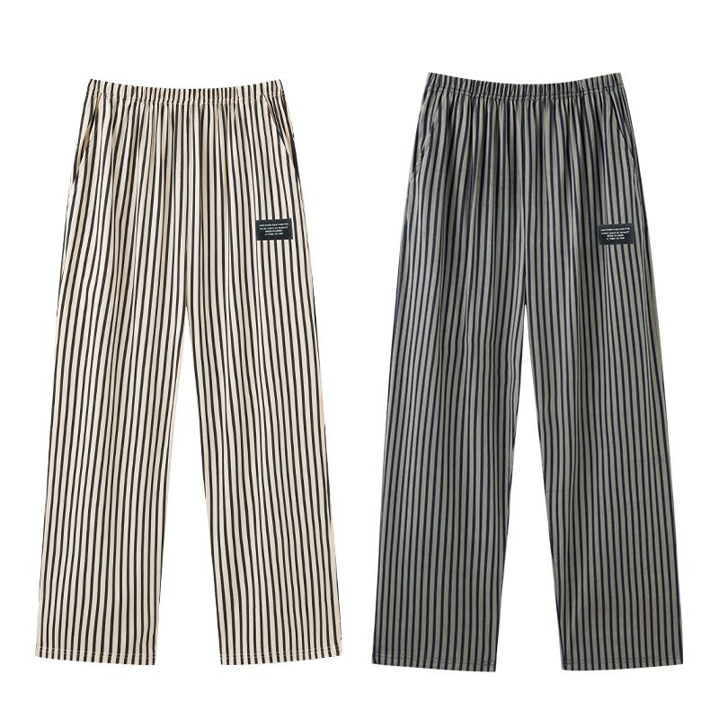 Quần Ngủ Chất Liệu Cotton Mỏng Cỡ Lớn Họa Tiết Kẻ Sọc Phong Cách Nhật Bản Thời Trang Mùa Hè Cho Nam Và Nữ