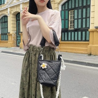 [Mộc Vân sa] Túi đeo chéo vải chần trám minisize đan dây thủ công hàng thiết kế đi chơi