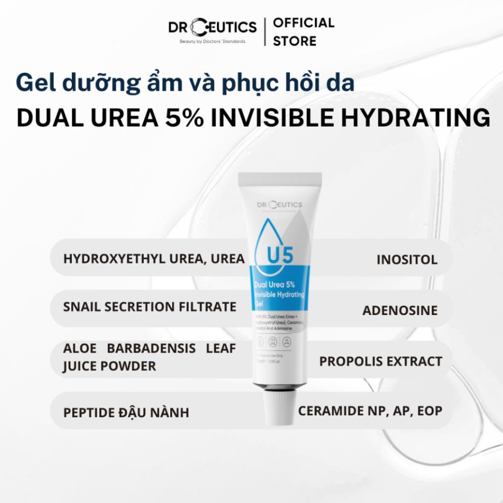 DRCEUTICS Gel Dưỡng Ẩm Và Phục Hồi Da Dual Urea 5% Invisible Hydrating Gel