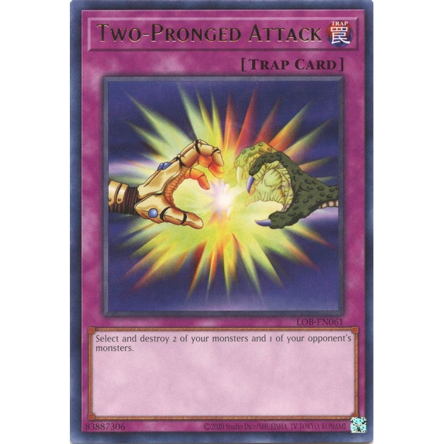 Thẻ Bài Yugioh Two-Pronged Attack - LOB-EN061 - Rare Unlimited