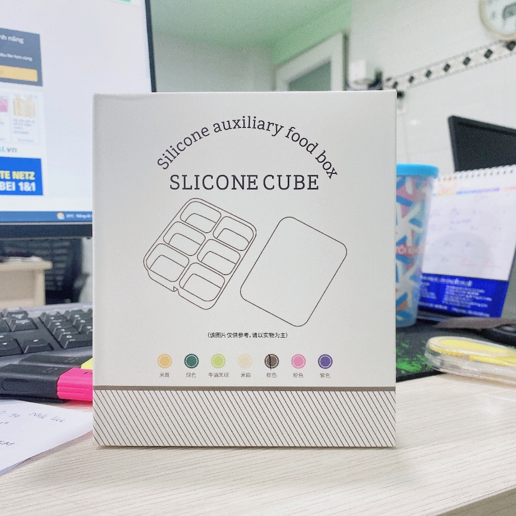 Khay trữ đông ăn dặm kèm nắp đậy Silicon Cube cho bé [KHAY TRỮ ĐÔNG CUBE]