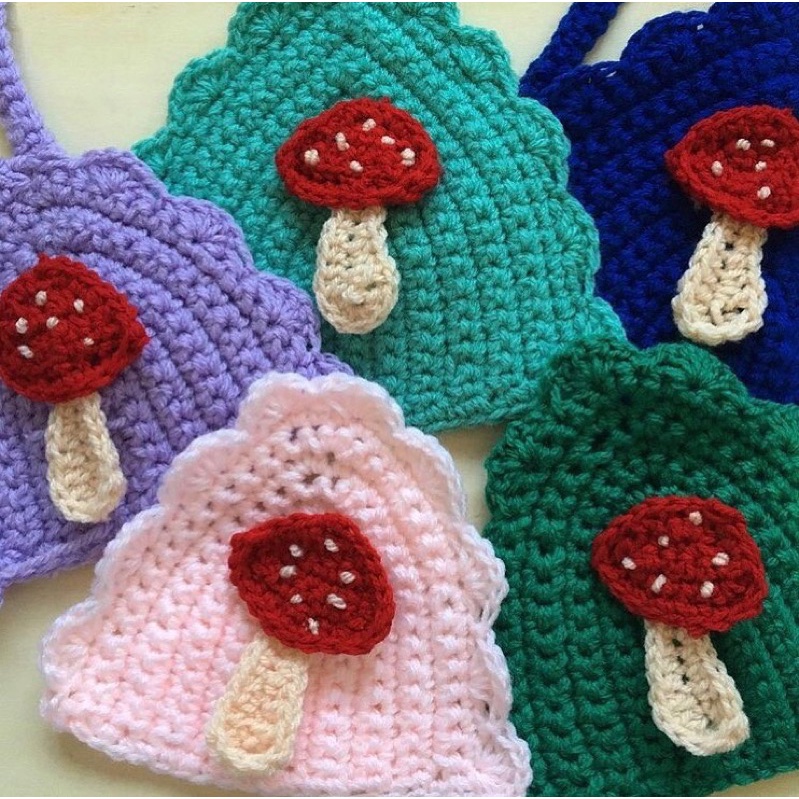 Áo bra crochet họa tiết cute đi biển - Áo len móc