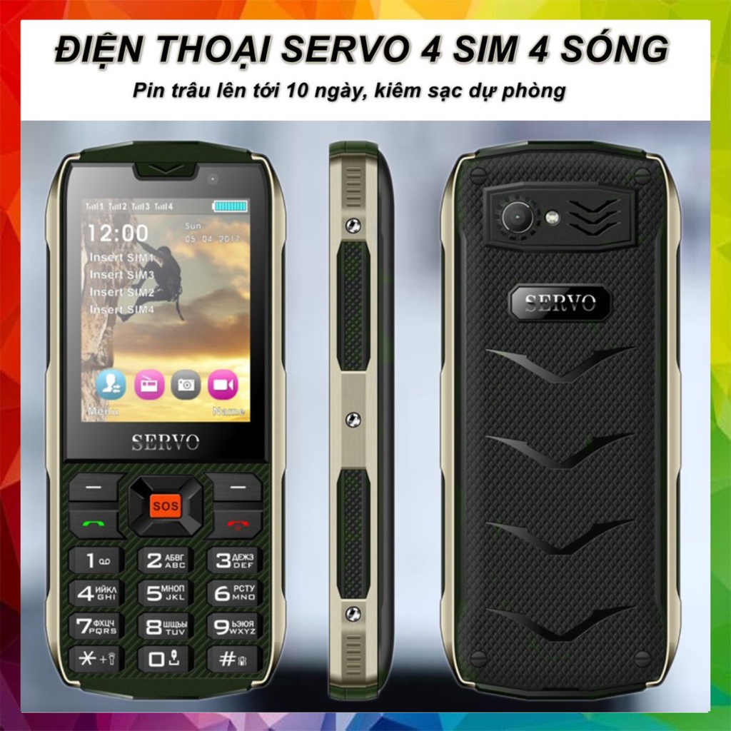 ĐIỆN THOẠI SERVO 4 SIM 4 SÓNG ( Black ) - 13thoctorber