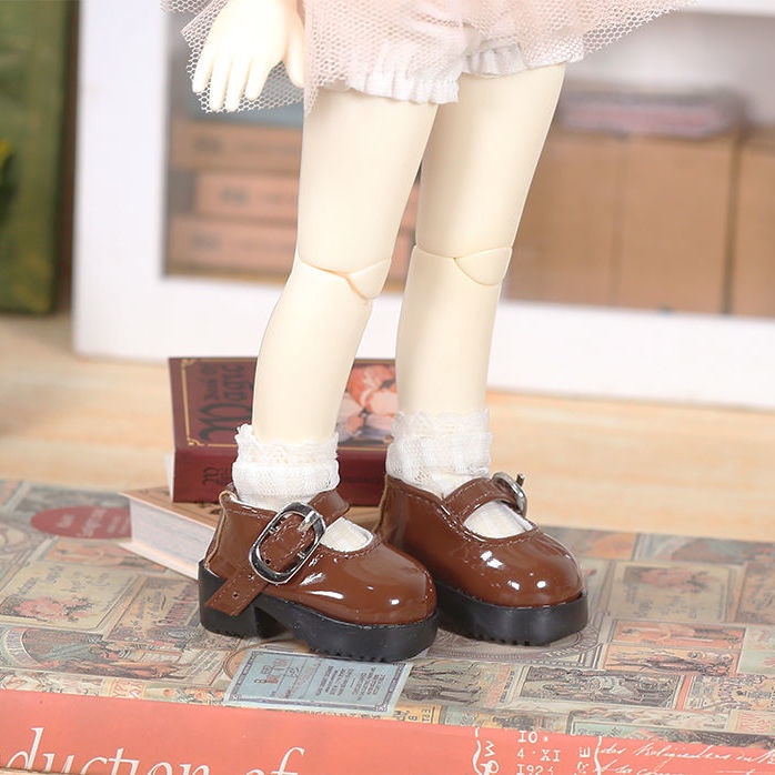 Giày Búp Bê BJD 6 Mũi Nhọn 30cm Da Bóng Phối Khóa Lớn Thời Trang Dây Da Đồng Hồ Đeo Tay 6.166 6.16 Chuyên Dụng