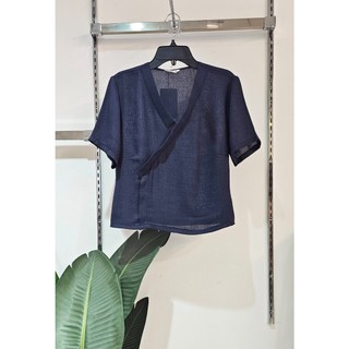 Bigsize công sở - Áo Cổ Đắp - Xanh Linen