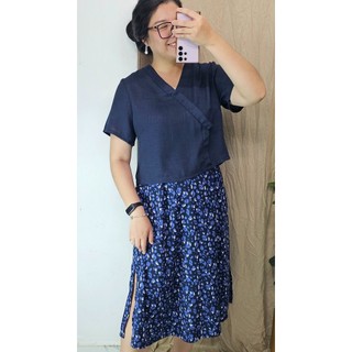 Bigsize công sở - Áo Cổ Đắp - Xanh Linen