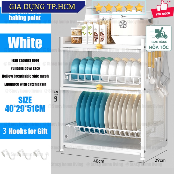 🆕 Tủ chén nhà bếp 2 cửa thép không gỉ Dish Cabinet Kitchen Organizer