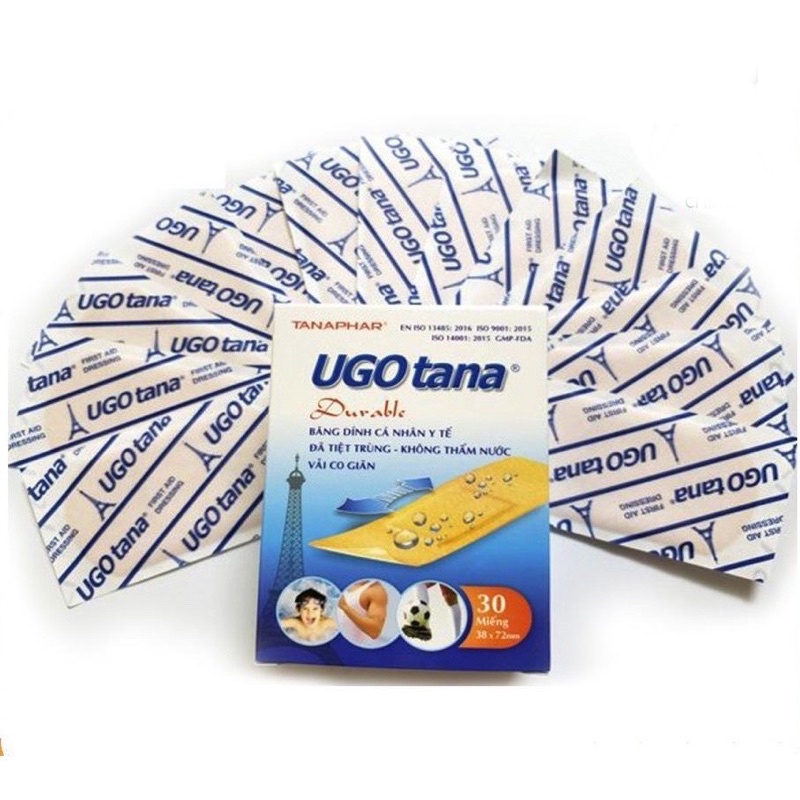 Băng cá nhân y tế UGOTANA vô trùng co giãn không thấm nước 38mmx72mm