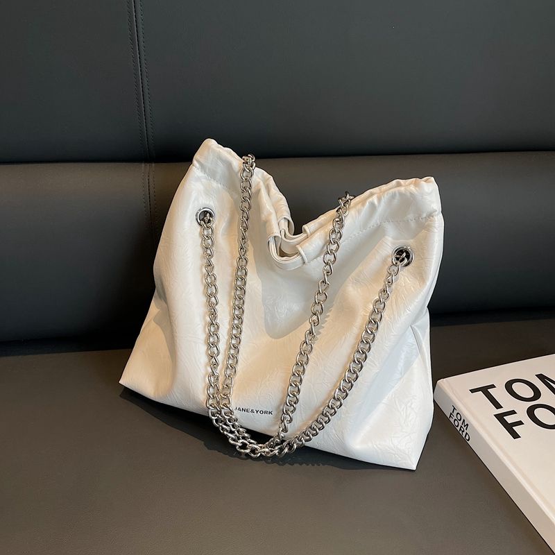 Túi Xách Tote Cỡ Lớn Màu Trơn Phối Dây Xích Thời Trang 2023 Cho Nữ