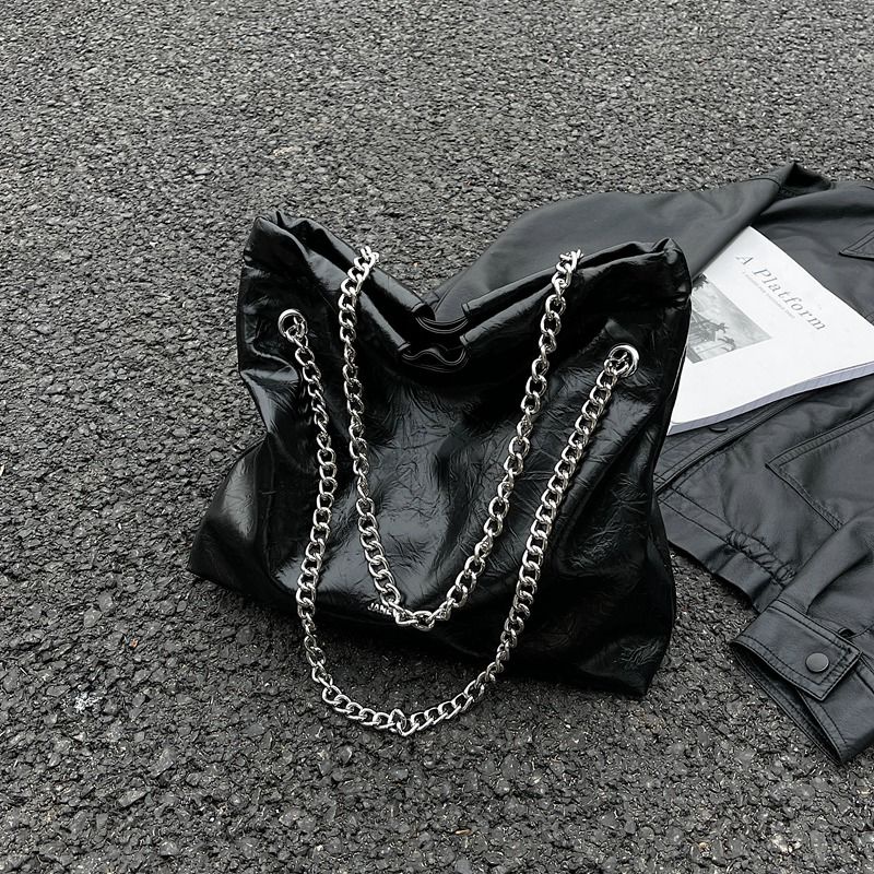 Túi Xách Tote Cỡ Lớn Màu Trơn Phối Dây Xích Thời Trang 2023 Cho Nữ