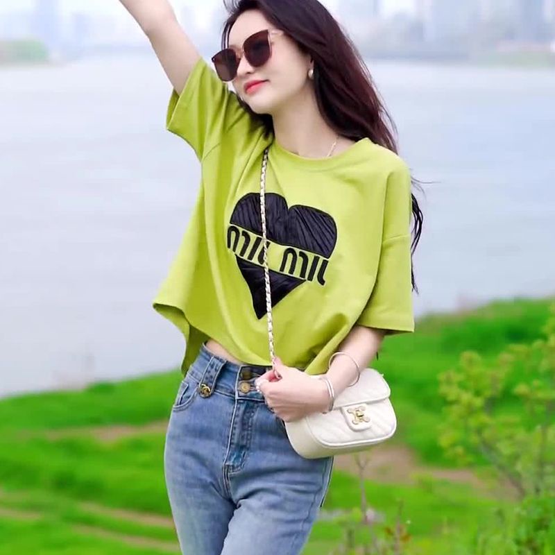 Áo Thun Tay Ngắn Cổ Tròn Xẻ Tà Sau Lưng Thời Trang Mùa Hè 2023 Phong Cách Phương Tây Cho Nữ