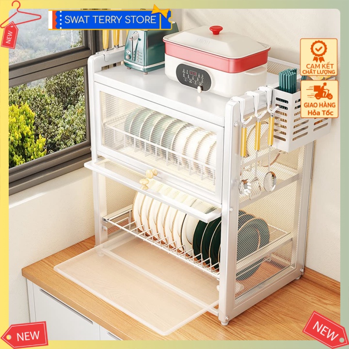 [Hỏa tốc] Tủ chén nhà bếp 2 cửa thép không gỉ Dish Cabinet Kitchen Organizer