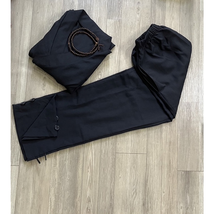 Đồ lam đi chùa nam-Bộ Phật tử đi chùa cho nam cao cấp vải linen Quảng Châu dày đẹp đủ size