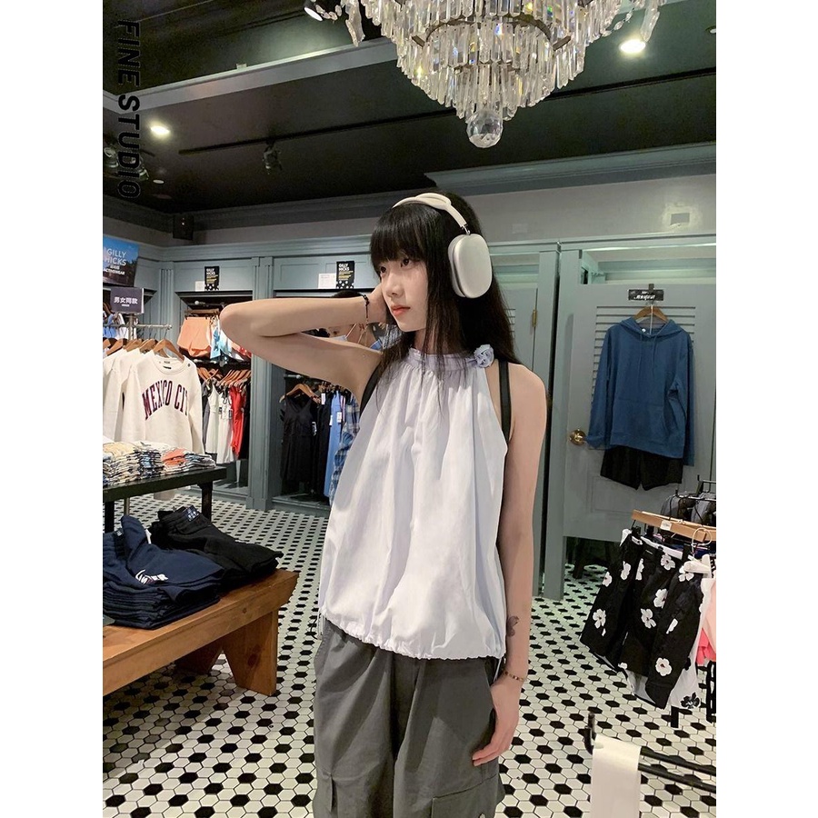 Bộ Áo Cổ Yếm Sát Nách + Chân Váy Ngắn Lưng Cao Thời Trang Mùa Hè Cho Nữ