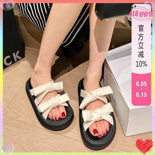 Dép quai nơ đế dày nữ đi nghỉ trên bãi biển