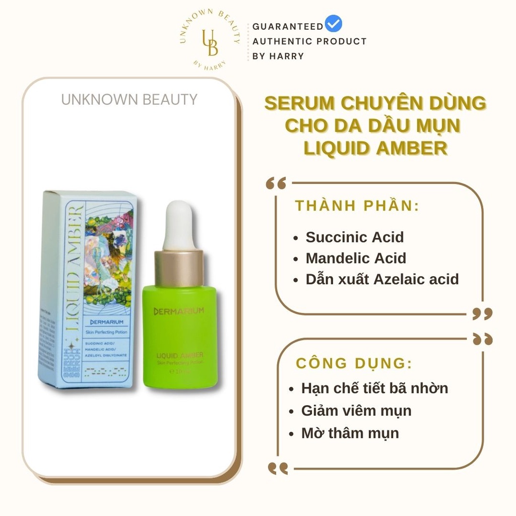 Dermarium Liquid Amber - Giải pháp tối ưu cho làn da dầu, mụn 30g
