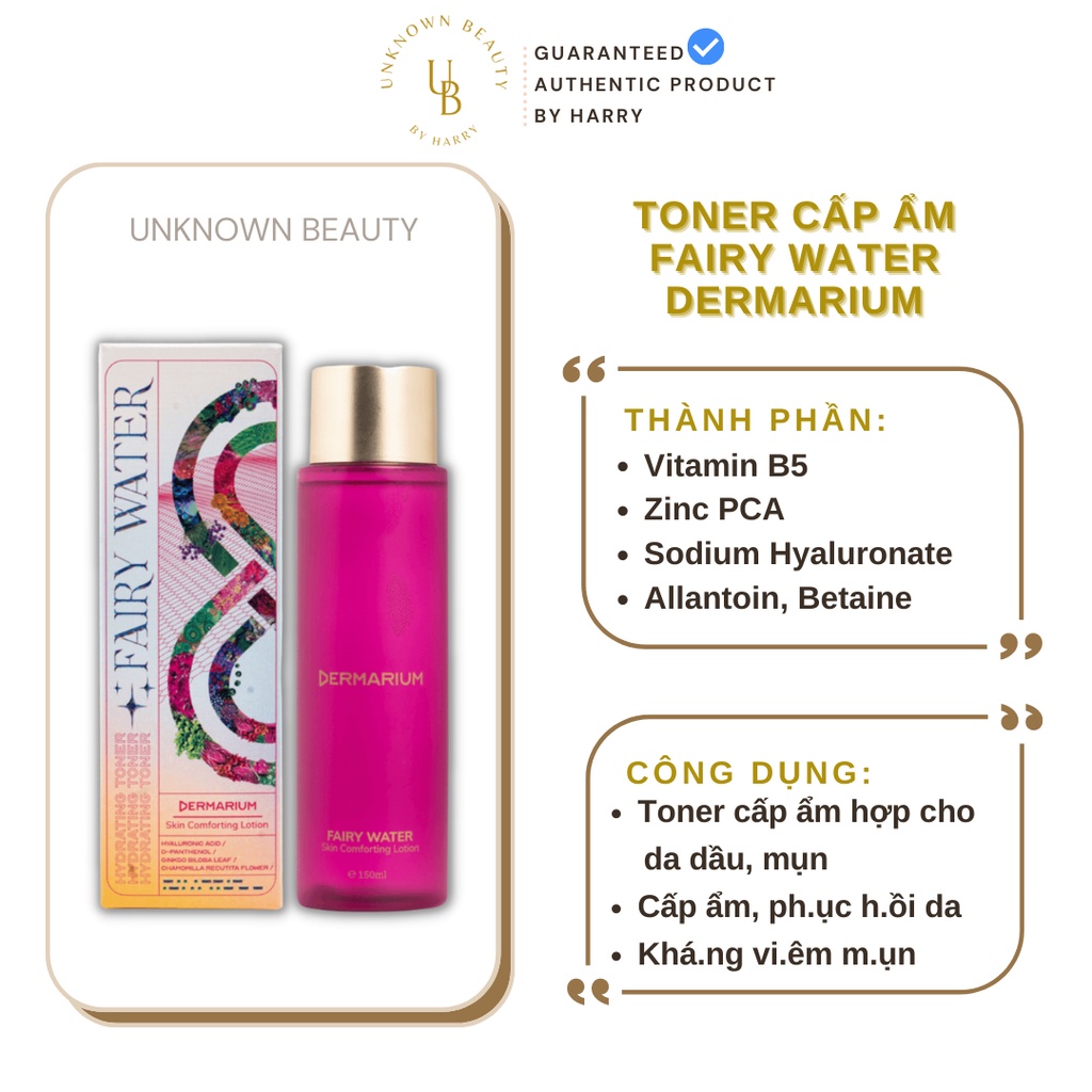 Toner (Nước Cân Bằng) Cho Da Dầu Mụn Viêm Fairy Water Dermarium 150ml | Unknown Beauty