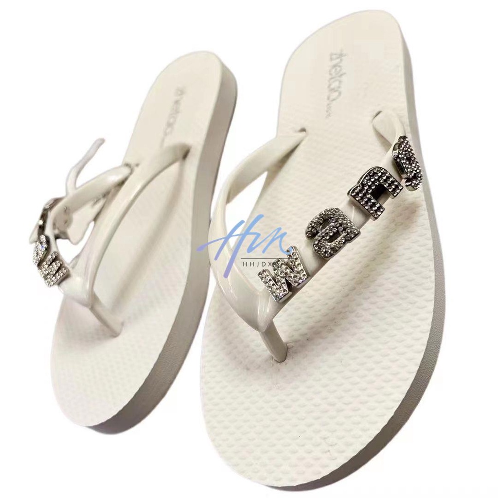 Dép Xỏ Ngón Đế Bằng Chống Trượt Đính Đá Thời Trang Mùa Hè Hàn Quốc 2023 Cho Nữ