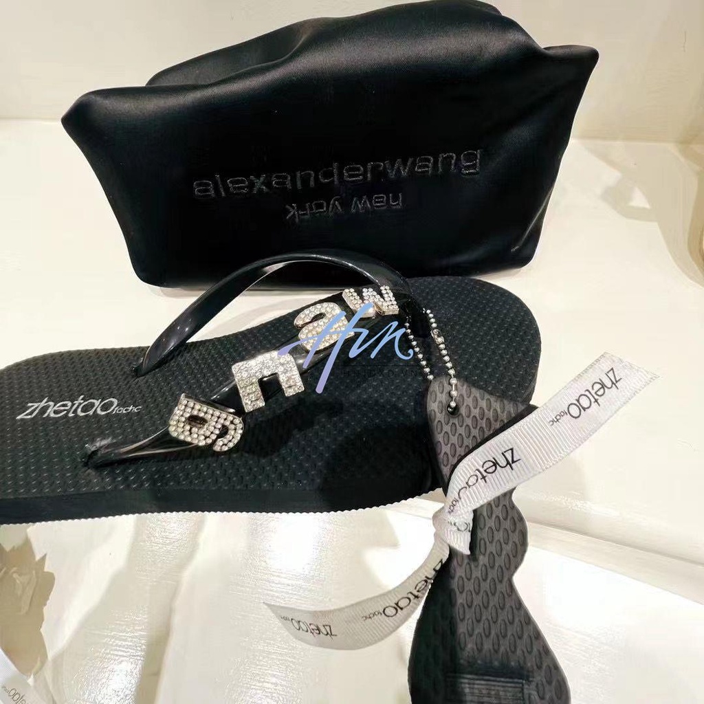 Dép Xỏ Ngón Đế Bằng Chống Trượt Đính Đá Thời Trang Mùa Hè Hàn Quốc 2023 Cho Nữ