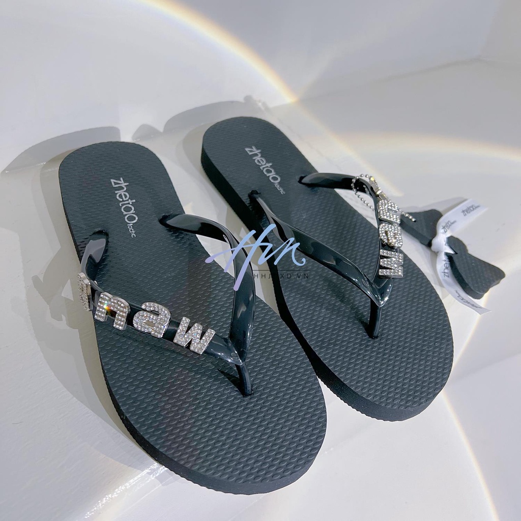Dép Xỏ Ngón Đế Bằng Chống Trượt Đính Đá Thời Trang Mùa Hè Hàn Quốc 2023 Cho Nữ