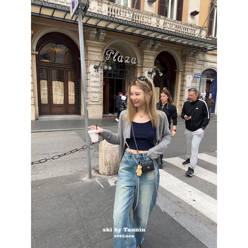 Quần Jeans Nữ Lưng Cao Ống Rộng Thời Trang