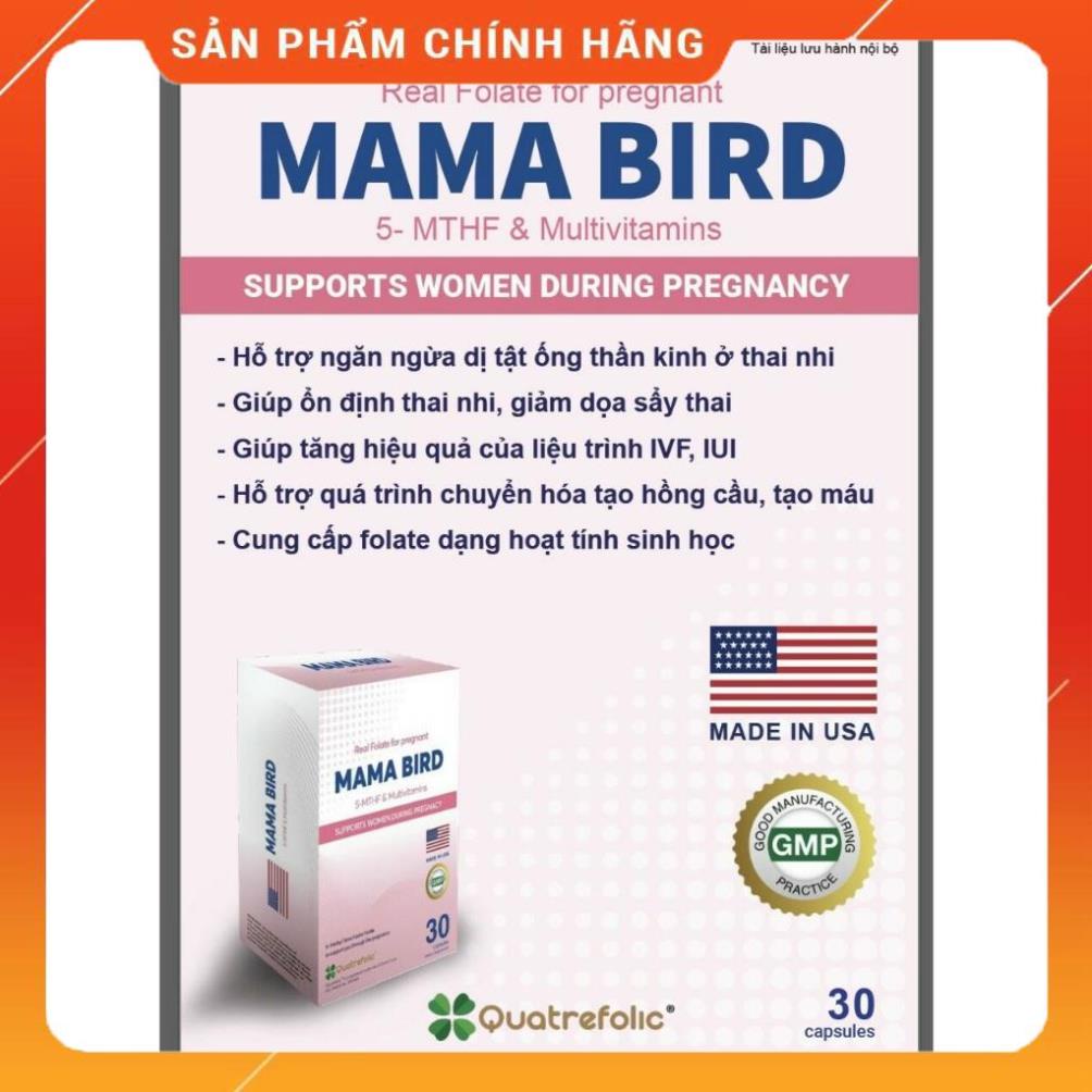 [Nhập Mỹ] Mama Bird 5MTHF nhập khẩu Mỹ giúp bổ trứng,tăng thụ thai,hỗ trợ vô sinh hiếm muộn hộp 30V