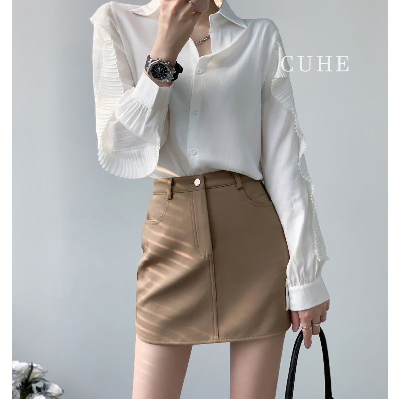 Jiashucheng Chân Váy Ngắn Dáng Chữ a Màu Cà Phê Phong Cách Mới Thời Trang Mùa Hè