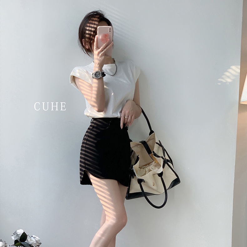 Jiashucheng Chân Váy Ngắn Dáng Chữ a Màu Cà Phê Phong Cách Mới Thời Trang Mùa Hè