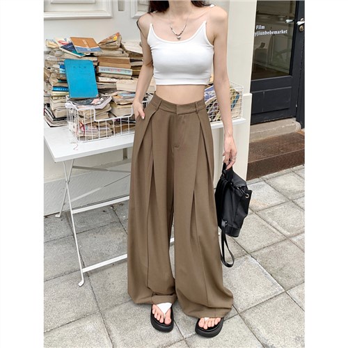 Jiashucheng Quần Ống Rộng Lưng Cao Phong Cách Mới Thời Trang Mùa Hè Cho Nữ