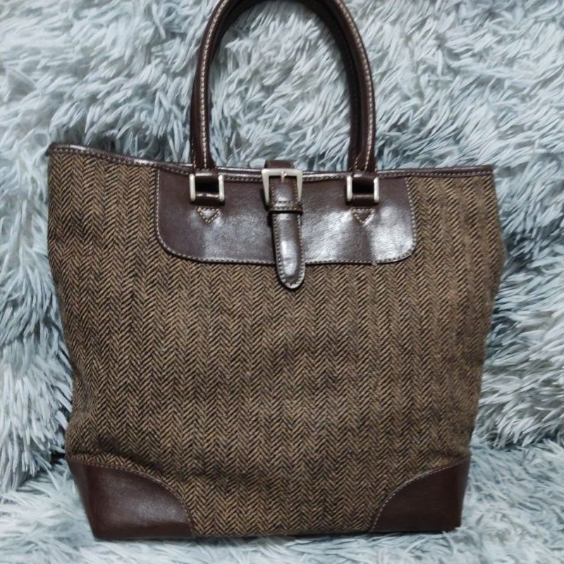 Túi M82 si tuyển Nhật da bò phối len 33cmx30cmx7cm