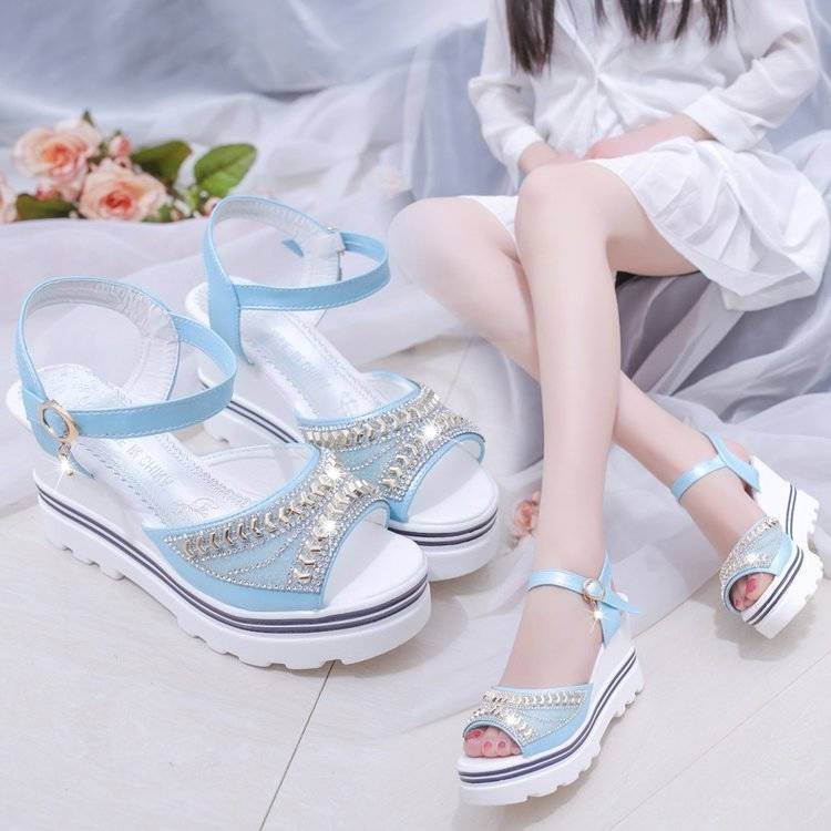 Giày Sandal Đế Xuồng Dày Phong Cách Hàn Quốc Thời Trang Xuân Hè Hàng Mới Dành Cho Học Sinh