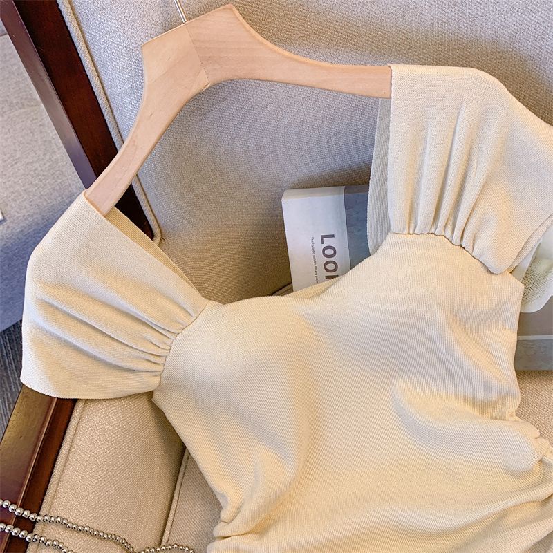 Jiashucheng Áo Sweater Dáng Ôm Xếp Ly Nhẹ Nhàng Thiết Kế Niche Mùa Hè Cho Nữ