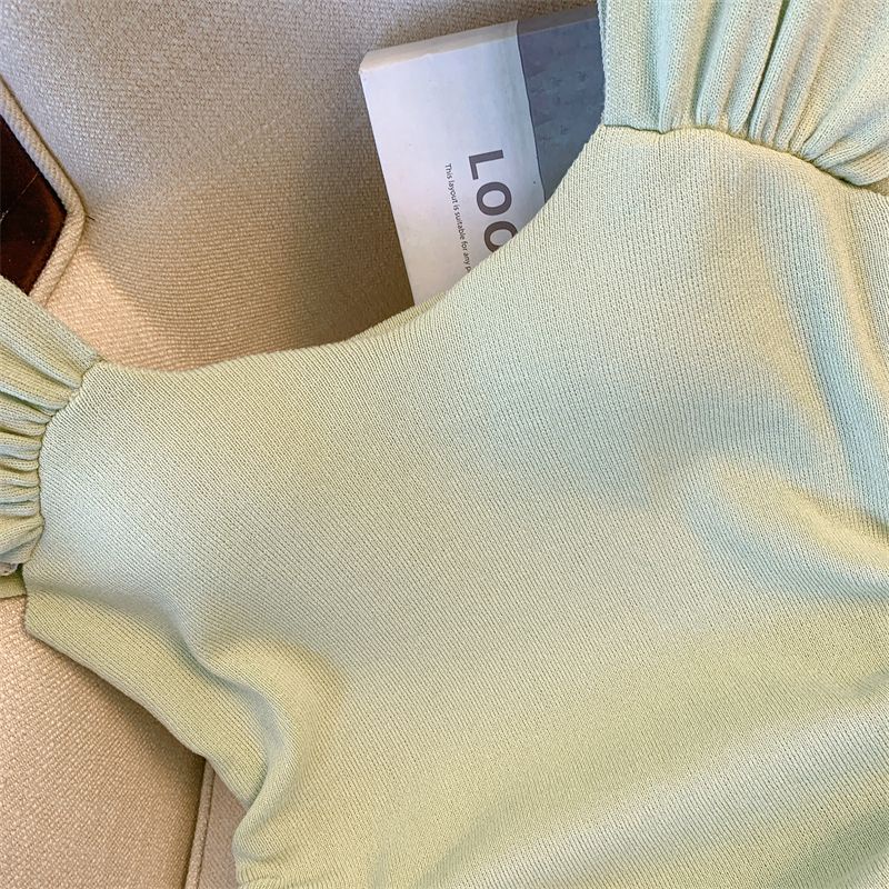 Jiashucheng Áo Sweater Dáng Ôm Xếp Ly Nhẹ Nhàng Thiết Kế Niche Mùa Hè Cho Nữ