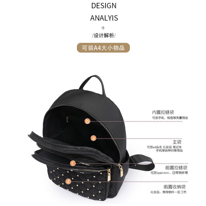 Ba Lô Đinh Tán Vải OxFord Phiên Bản Hàn Ngăn Chứa Lớn