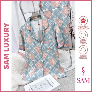 Bộ pijama lụa Sam luxury tay ngắn quần dài, bộ đồ mặc nhà cao cấp