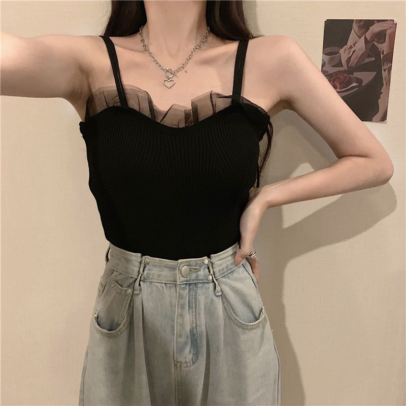 Jiashucheng Áo Hai Dây Màu Đen Phong Cách Pháp Thời Trang Mùa Xuân Cho Nữ