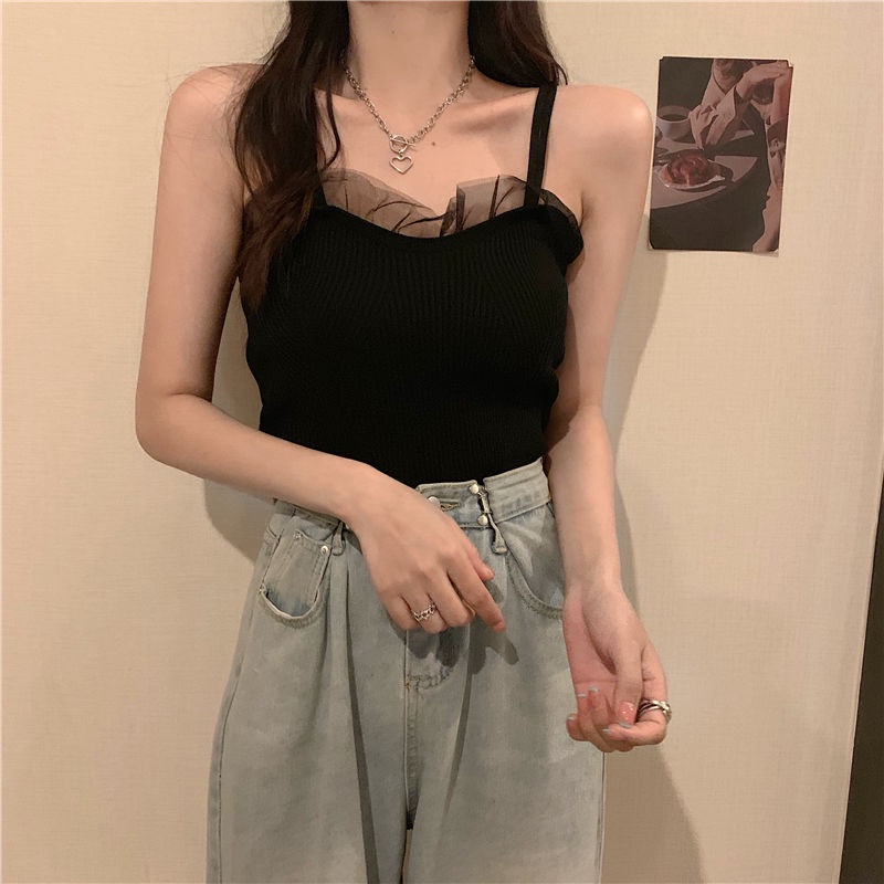 Jiashucheng Áo Hai Dây Màu Đen Phong Cách Pháp Thời Trang Mùa Xuân Cho Nữ