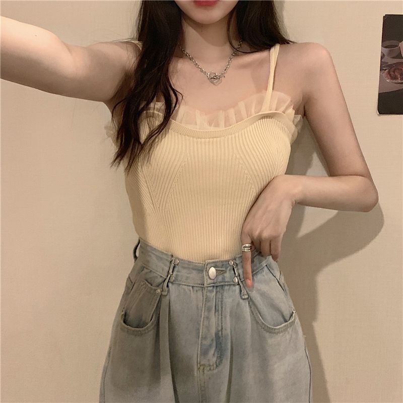 Jiashucheng Áo Hai Dây Màu Đen Phong Cách Pháp Thời Trang Mùa Xuân Cho Nữ