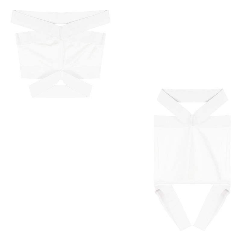 Jiashucheng Bộ Áo Lửng Sát Nách Dáng Ôm Phối Chân Váy Ngắn Chéo Thời Trang Cho Nữ