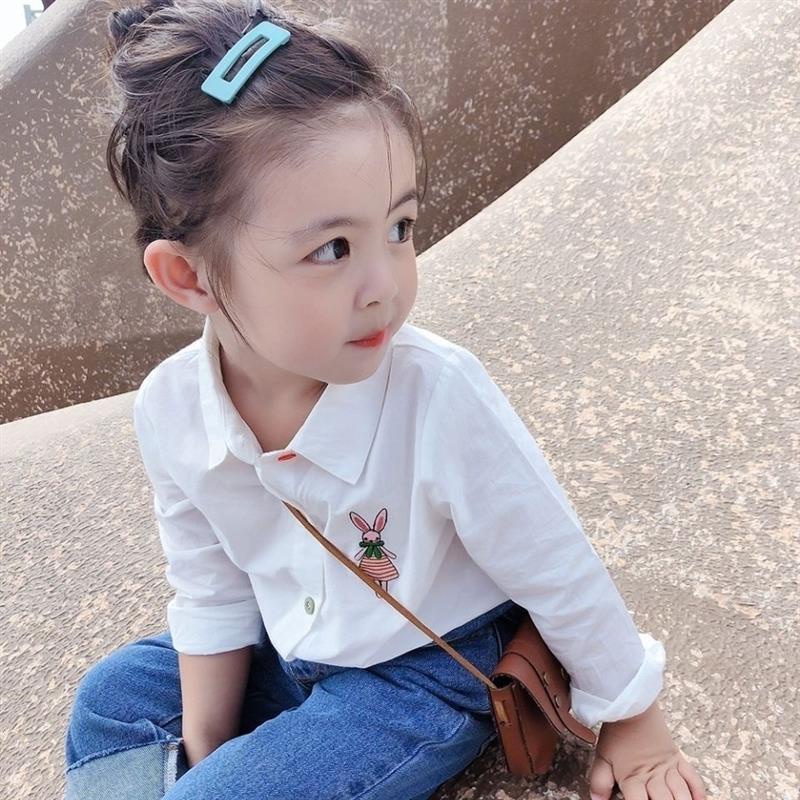 Áo Sơ Mi Trắng Tay Dài Thêu Họa Tiết Xinh Xắn Thời Trang Mùa Xuân Cho Bé Gái