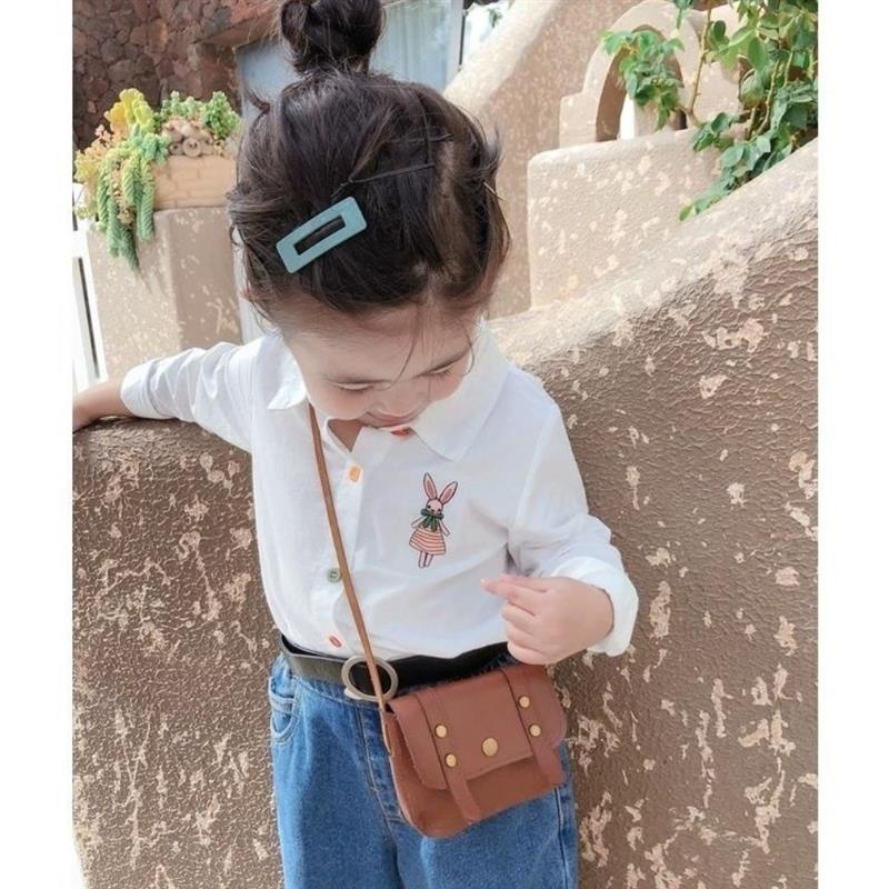 Áo Sơ Mi Trắng Tay Dài Thêu Họa Tiết Xinh Xắn Thời Trang Mùa Xuân Cho Bé Gái